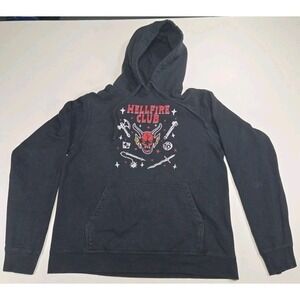 Stranger Things Hellfire Club Hoodie Sweatshirt Mens Medium Black Netflix
